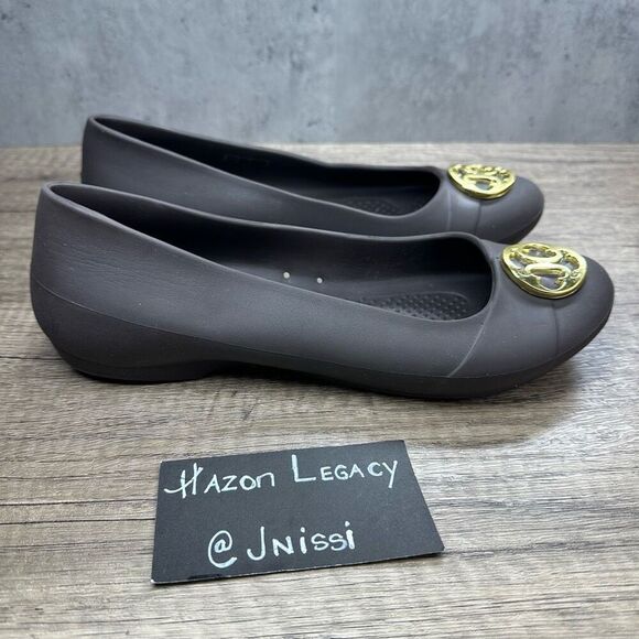 Crocs~Women’s~”Gianna” Medallion Disc Brown Slip On Ballet Flats~Size 9 - Picture 3 of 10